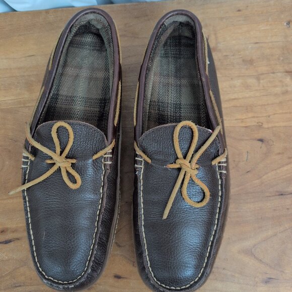 Men's LL Bean Flannel Lined handsewn Slippers Size 13 - Picture 1 of 7